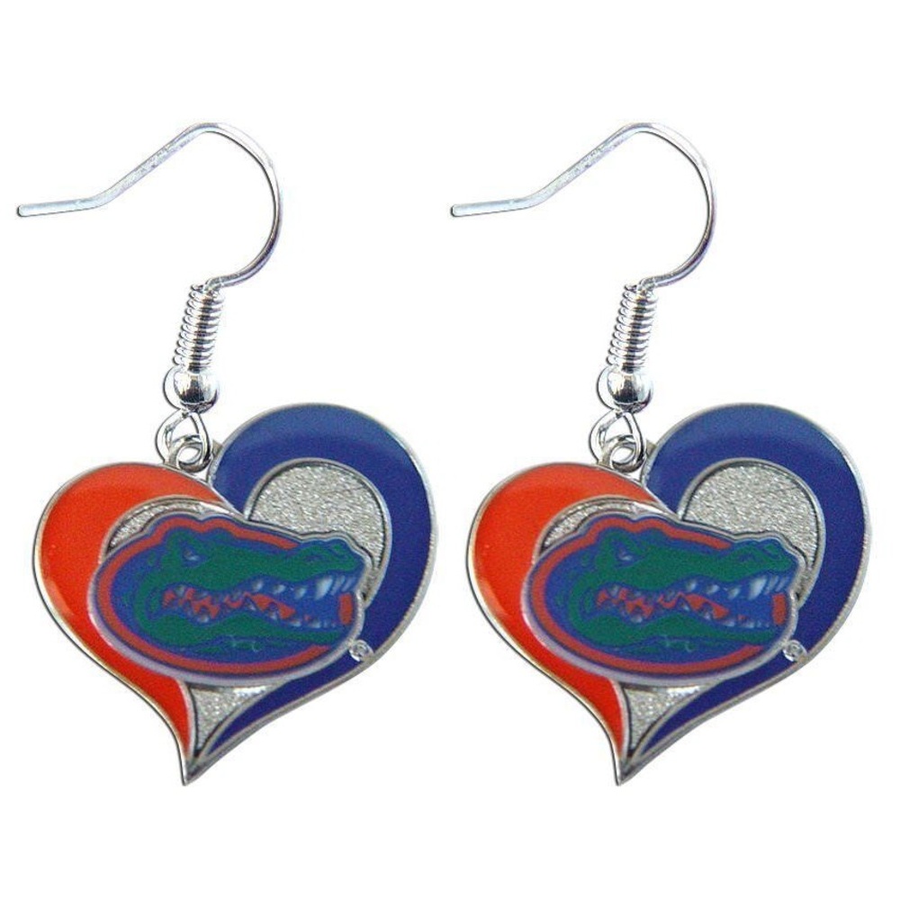 NWT Aminco Florida Gators Logo Swirl Heart Shaped Dangle Earrings NCAA Licensed